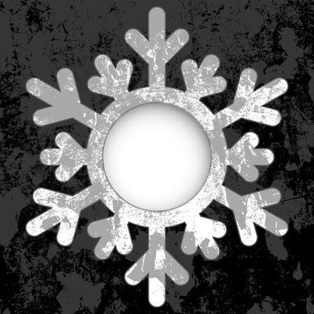 Monochrome Christmas card - a snowflake, with space for text or image.  vectorのイラスト素材