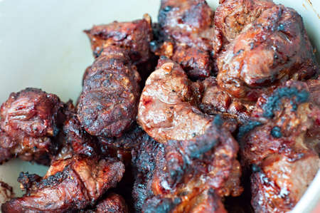 Many Fried Meat in a dish, closeup の写真素材