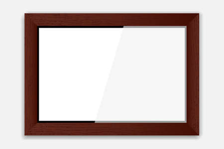Wooden photoframe on a white background. のイラスト素材