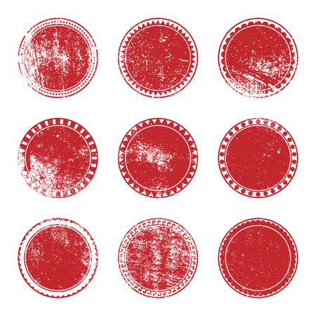 Grunge Stamp Set of red colorのイラスト素材