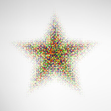 Halftone Star with color square dots. EPS10 vector.のイラスト素材