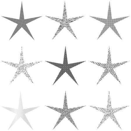 Distress Star Texture Set For Your Design. EPS10 vector.のイラスト素材