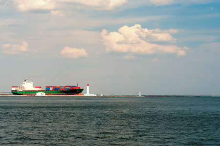 Cargo Ship coming into the harbour.の写真素材
