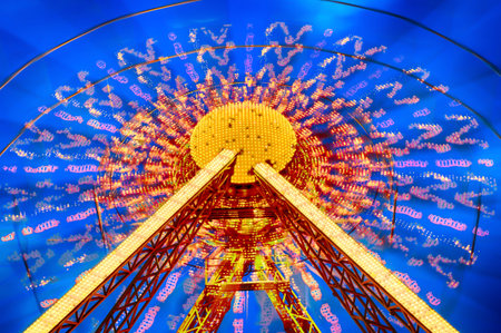 Ferris Wheel motion at nigh. HDR image.