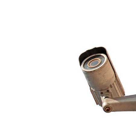 Security camera - weathered and dirty, isolated on a white background.の写真素材