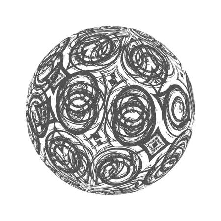Grunge Sphere with patterned surface. Empty Design Element.のイラスト素材