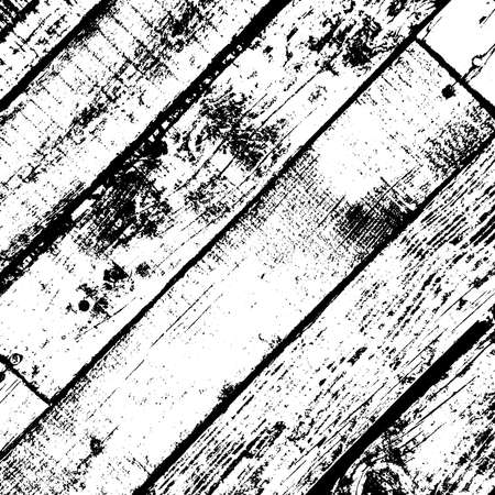 Distressed grainy wood overlay texture. Grunge wooden planks messy background. Dirty rustic empty cover template. Rural fence wall backdrop. Weathered aging design element. EPS10 vector.のイラスト素材