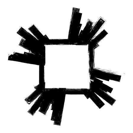 Distress edge overlay texture. Grunge frame border background. Empty urban aged design template. EPS10 vector.のイラスト素材