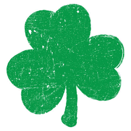 Grunge clover shamrock leaf isolated vector illustrationのイラスト素材