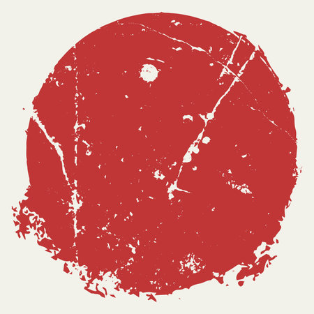 Big red grunge circle isolated on a white background. Artistic round distressed japaneese design element. EPS10 vector.のイラスト素材