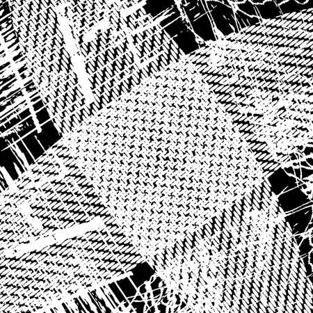 Overlay aged grainy messy template. Distress urban used texture. Grunge rough dirty background. Brushed grid paint cover. Renovate wall frame grimy backdrop. Empty aging design element. EPS10 vector.のイラスト素材
