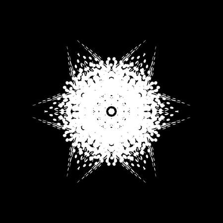 Grunge snowflake isolated. Brushed christmas design template. Distress painted star shape. Festive Icon, badge, label, certificate background. Artistic design element. EPS10 vector.のイラスト素材