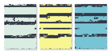 Abstract glitched pixelated a4 poster cover set. Creative background template. EPS10 vector.のイラスト素材