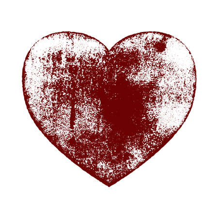 Vintage grainy shabby valentine heart. Love holiday grunge artistic isolated design elementのイラスト素材