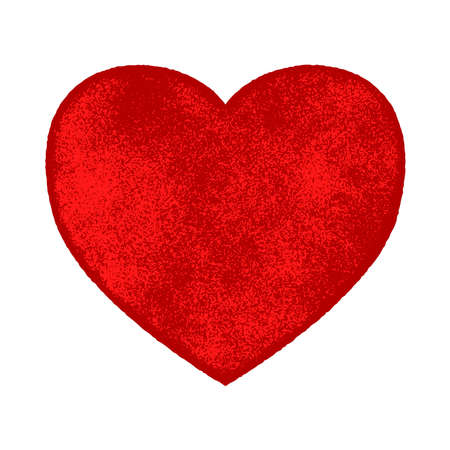 Vintage grainy shabby valentine heart. Love holiday grunge artistic isolated design element.のイラスト素材