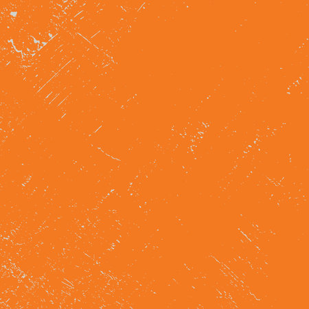 Brushed orange paint cover. Distress urban used texture. Grunge rough dirty background. Overlay aged grainy messy template. Renovate wall scratched backdrop. Empty aging design element. EPS10 vectorのイラスト素材