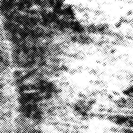 Distress grunge halftone overlay texture. Dirty dot noise aging design template. Pop art artistic element. EPS10 vectorのイラスト素材