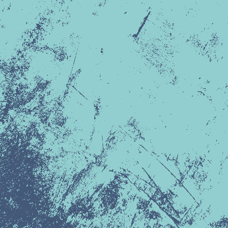 Brushed blue paint cover. Empty aging design element. Grunge rough dirty background. Overlay aged grainy messy template. Distress urban used texture. Renovate wall frame grimy backdrop. EPS10 vectorのイラスト素材
