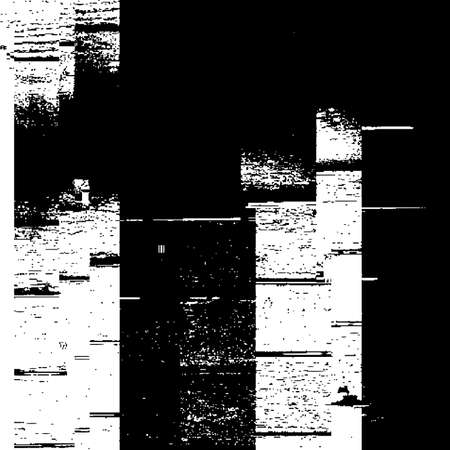 Glitch overlay distress texture. Cyber hacker attack theme creative design template. Grunge glitched black and white background. EPS10 vectorのイラスト素材