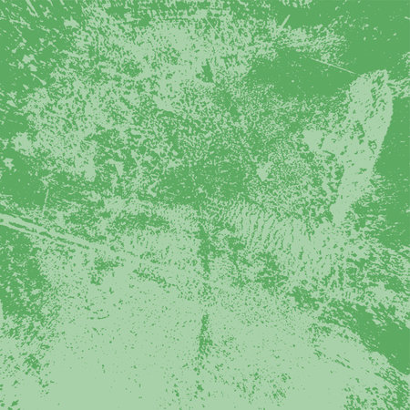 Distressed spray green grainy back texture. Grunge dust messy background. Dirty powder rough empty cover template. Aged splatter crumb wall backdrop. Weathered aging design element. EPS10 vectorのイラスト素材