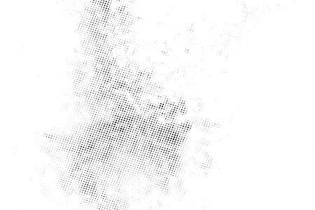 Distressed spray grainy overlay texture. Grunge dust messy background. Dirty powder rough empty cover template. Aged splatter crumb wall backdrop. Weathered drips aging design element. EPS10 vector.のイラスト素材