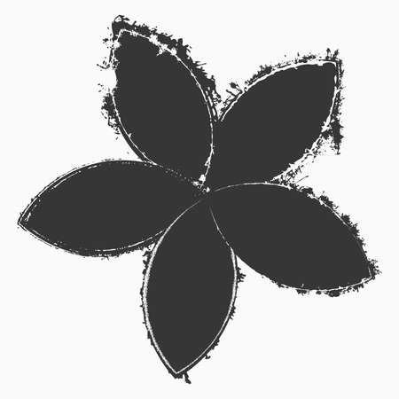 Grunge flower silhouette isolated on a white background. Distress artistic floral vintage template for your design. EPS10 vector.のイラスト素材