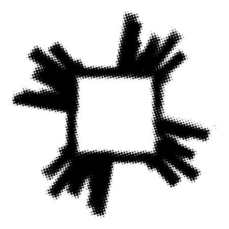 Distress edge halftone overlay texture. Grunge frame border background. Empty urban aged design template. EPS10 vector.のイラスト素材