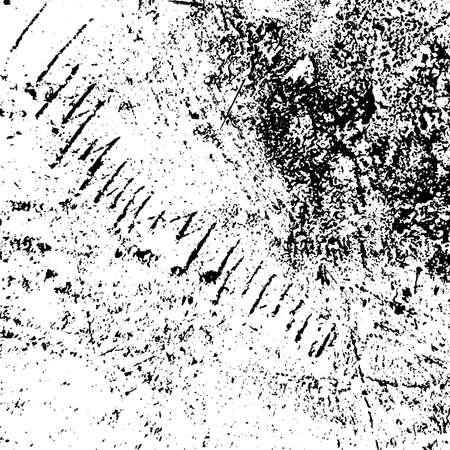Overlay aged grainy messy template. Distress urban used texture. Grunge rough dirty background. Brushed black paint cover. Renovate wall frame grimy backdrop. Empty aging design element. EPS10 vector.のイラスト素材