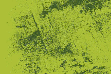 Distressed spray green grainy back texture. Grunge dust messy background. Dirty powder rough empty cover template. Aged splatter crumb wall backdrop. Weathered aging design element. EPS10 vectorのイラスト素材