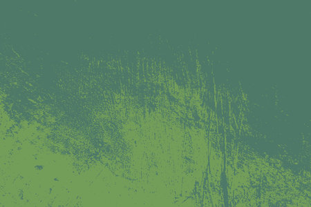 Distressed spray green grainy back texture. Grunge dust messy background. Dirty powder rough empty cover template. Aged splatter crumb wall backdrop. Weathered aging design element. EPS10 vectorのイラスト素材