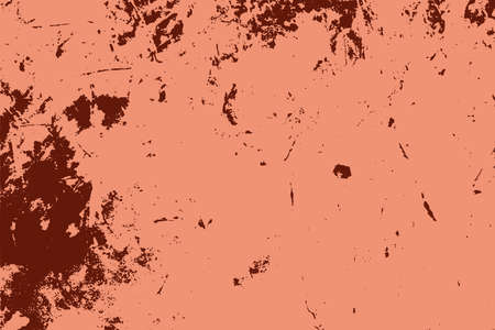 Red aged grainy messy template. Distress urban used texture. Grunge rough dirty background. Brushed color paint cover. Renovate wall scratched backdrop. Empty aging design element. EPS10 vector.のイラスト素材
