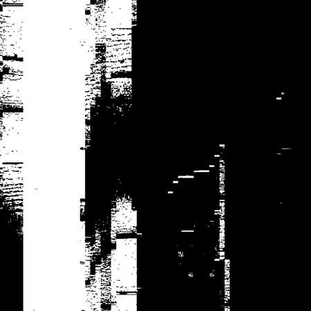 Glitch overlay distress texture. Cyber hacker attack theme creative design template. Grunge glitched black and white background. EPS10 vectorのイラスト素材