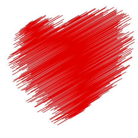 Felt pen painted valentine heart. Different shaded holiday love symbol. Cute Romantic sign doodles like.のイラスト素材
