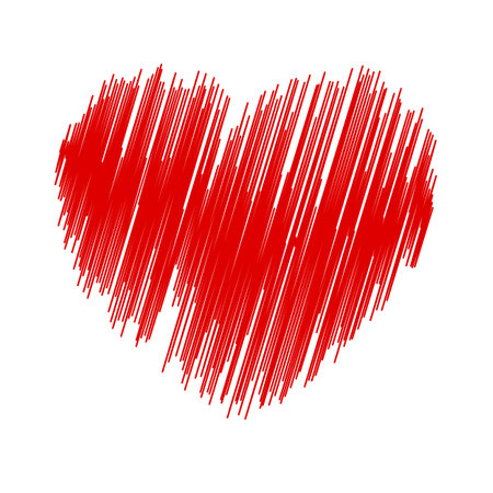 Pen painted valentine heart isolated on a white background.のイラスト素材