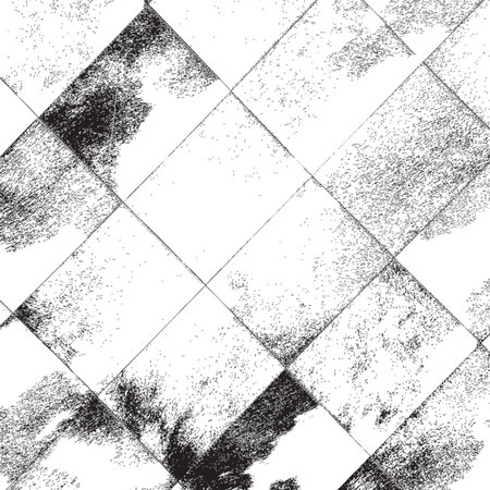 Distress overlay checkered diagonal texture. Grunge empty background. Creative black cover element. EPS10 vector.のイラスト素材
