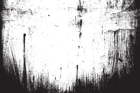 Distress Overlay Texture. Paintbrush grunge background. Black empty design element. Weathered brushed backdrop. Urban brush wall template. EPS10 vector.のイラスト素材