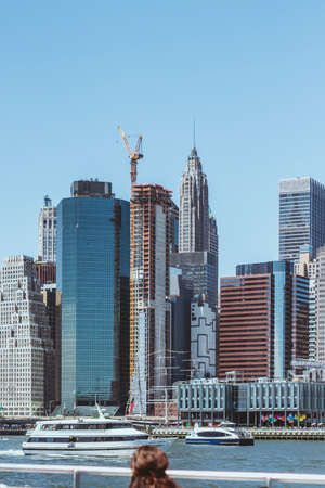 Manhattan Skyline from Brooklyn Bridge Park, New York City, USAのeditorial素材