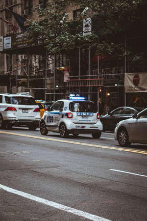 NYPD police car smart on the streets of New York City, USAのeditorial素材