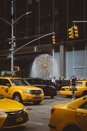 Yellow taxis on the streets of New York City, USAのeditorial素材