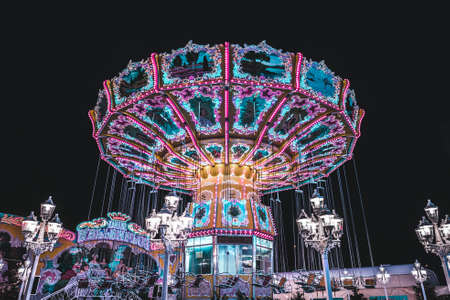 Carousel at the midnight fairのeditorial素材
