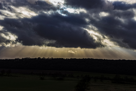 sunset through the clouds.の写真素材