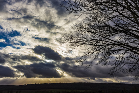 sunset through the clouds.の写真素材