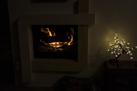 fire in the fireplace.の写真素材