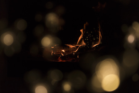 fire in the fireplace.の写真素材