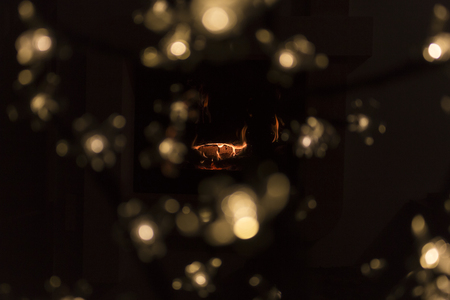 fire in the fireplace.の写真素材