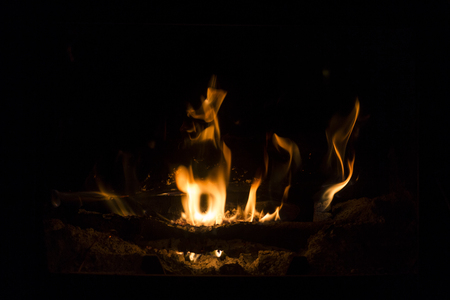 fire in the fireplace. Contemplation.の写真素材