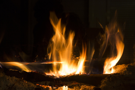 fire in the fireplace. Contemplation.の写真素材