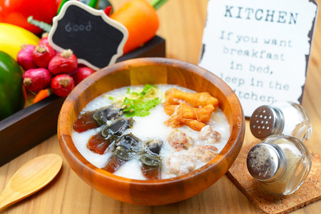 Congee with preserved eggs , boiled rice soup