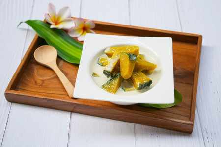 Pumpkin in coconut milk, Thai dessertsの写真素材