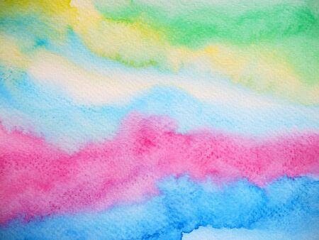 abstract mountain hill, sky and water space landscape, watercolor painting drawing illustration design, huge peace spaceの写真素材